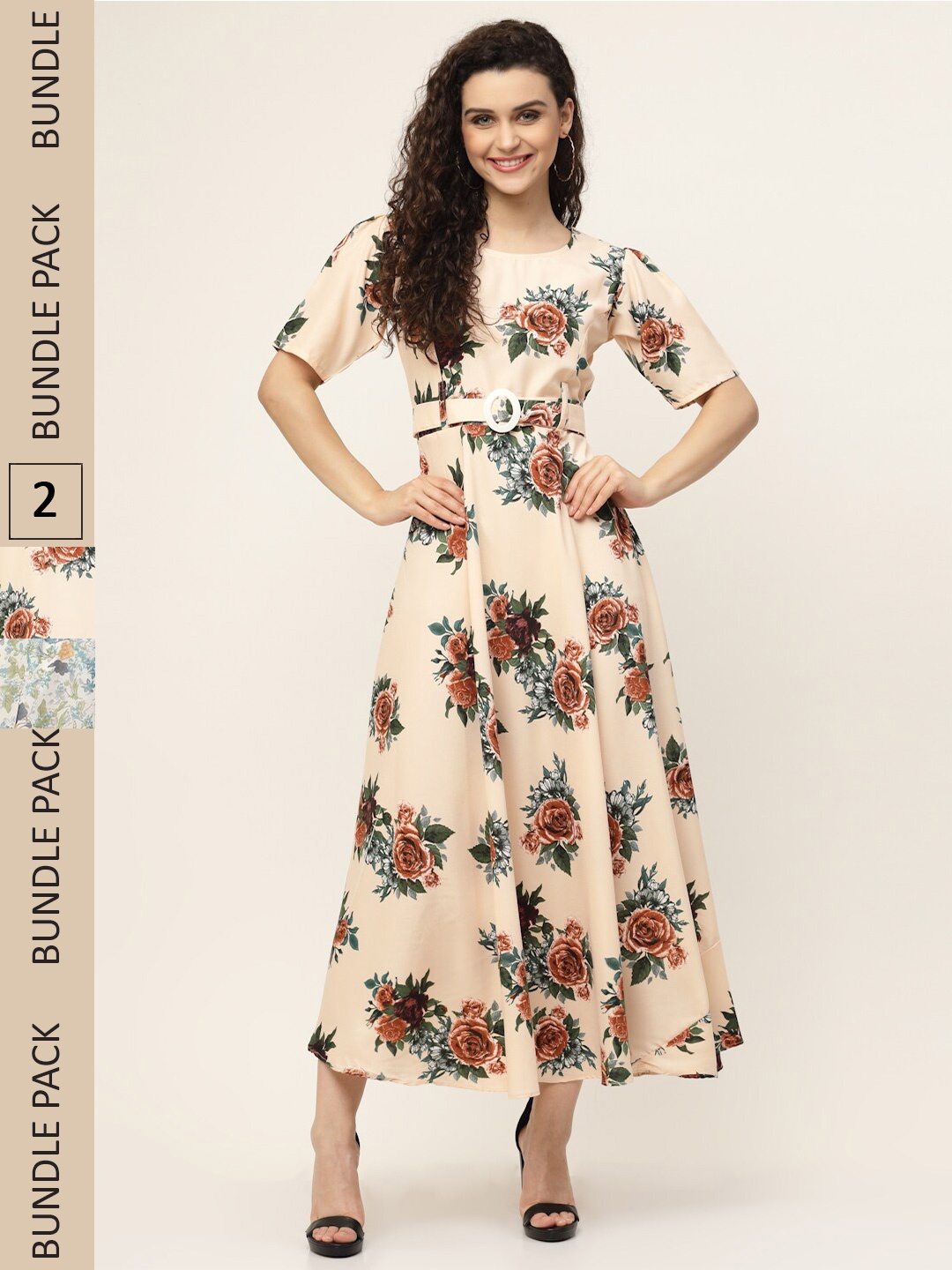 

MISS AYSE Pack Of 2 Beige & Off White Floral Maxi Dress