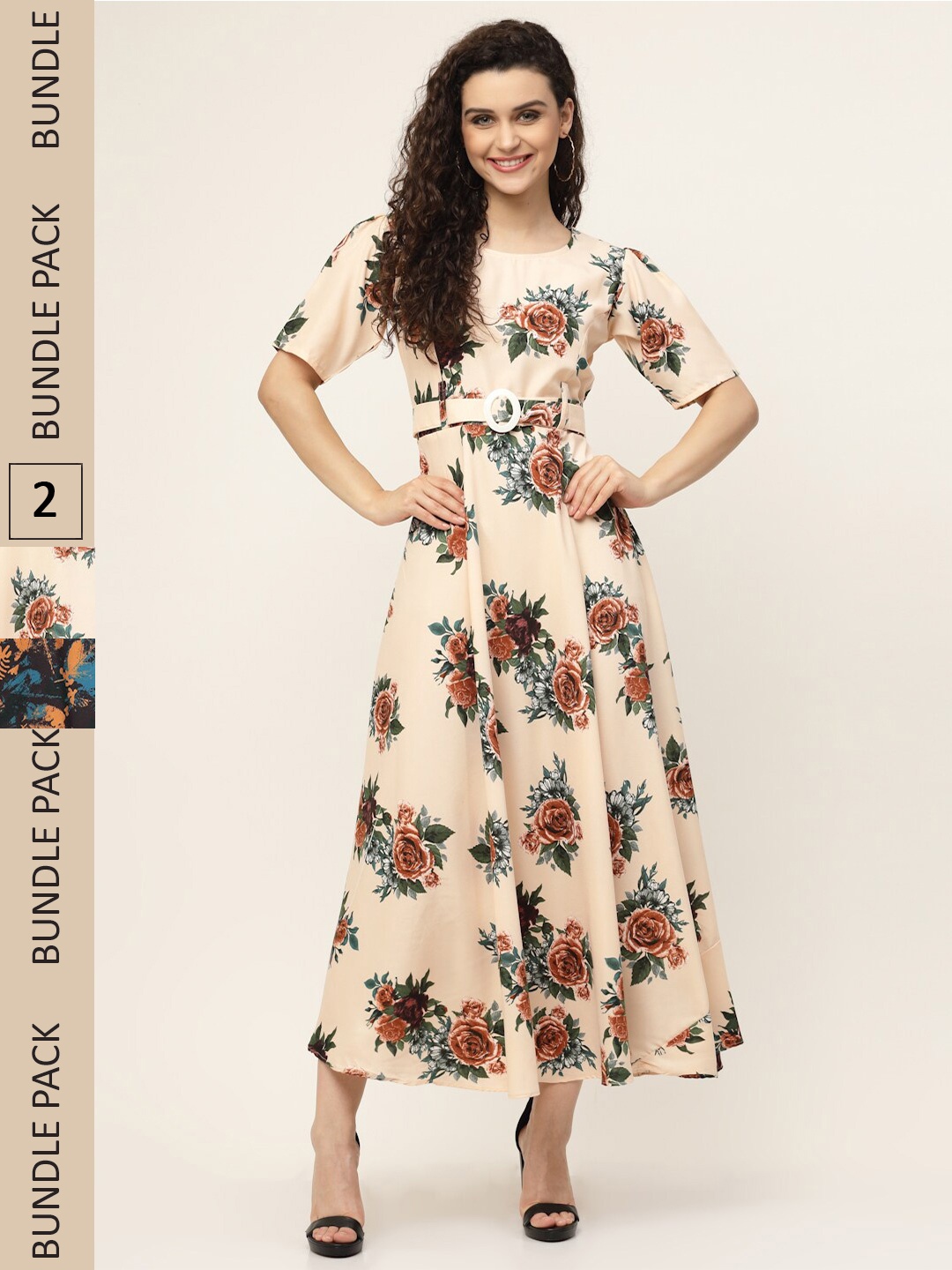 

MISS AYSE Pack Of 2 Beige & Black Floral Maxi Dress