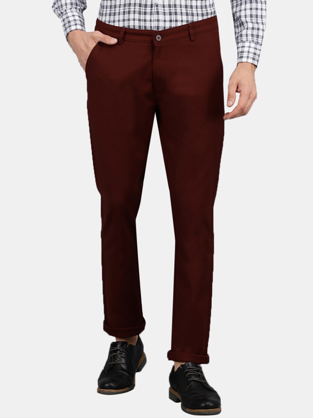 

V-Mart Men Maroon Classic Slim Fit Chinos Trousers