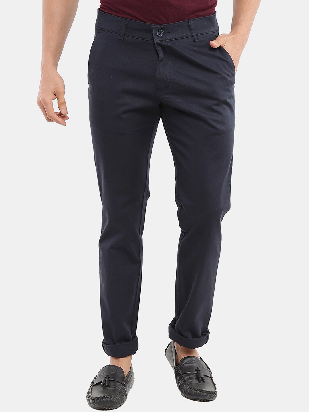 

V-Mart Men Navy Blue Classic Slim Fit Chinos Trouser