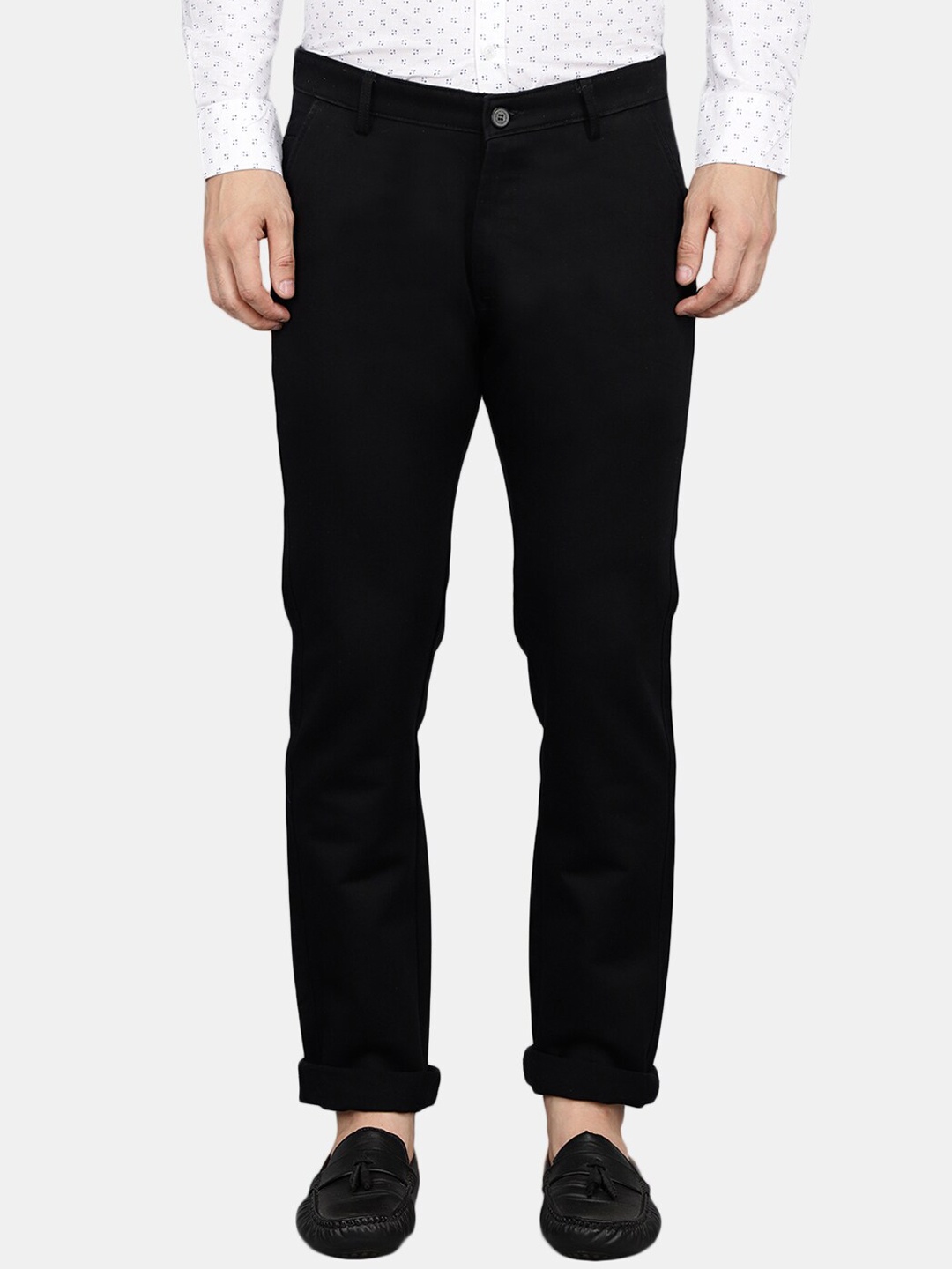 

V-Mart Men Navy Blue Classic Slim Fit Cotton Trouser, Black