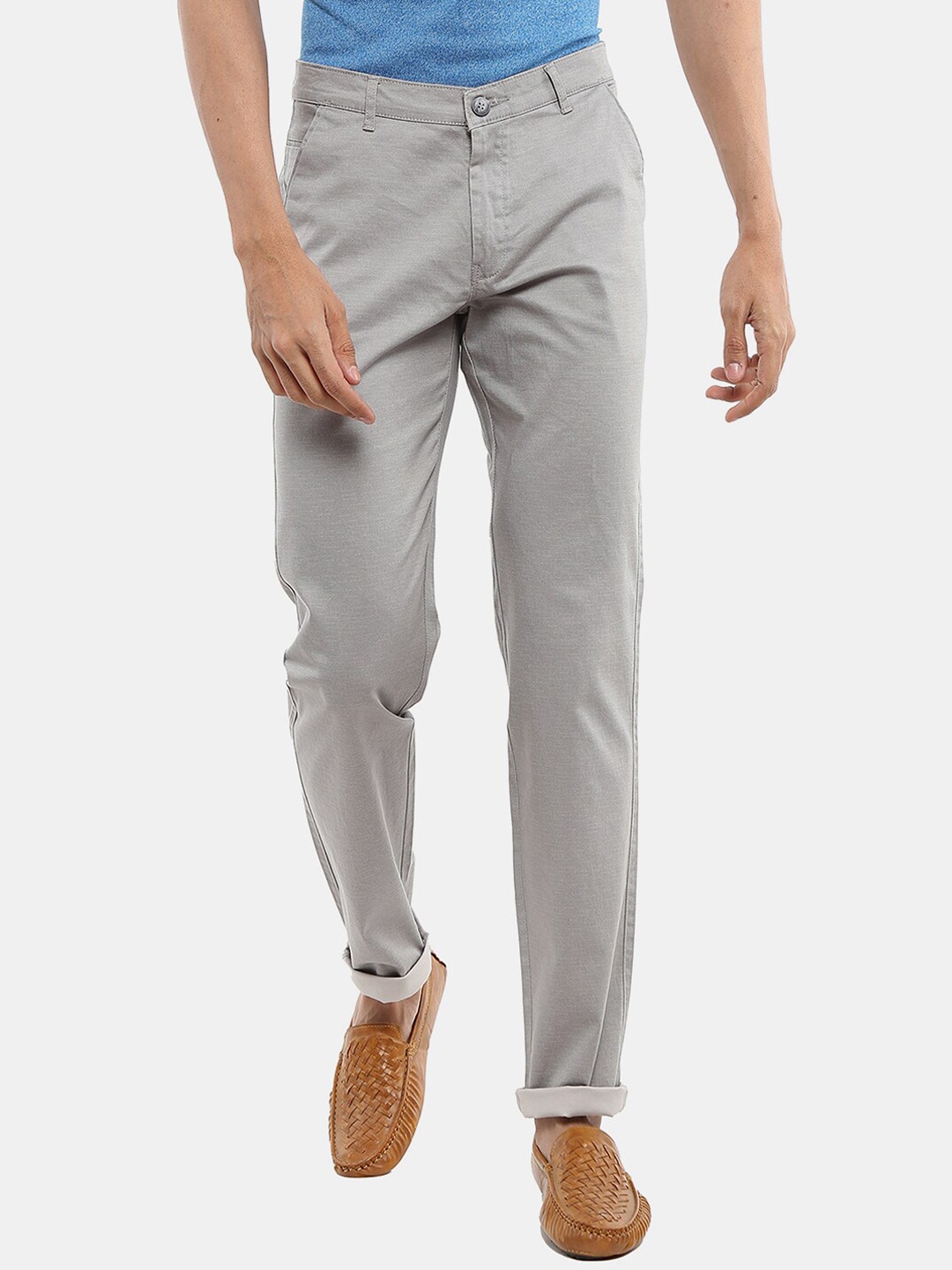 

V-Mart Men Grey Textured Classic Slim Fit Chinos Trouser