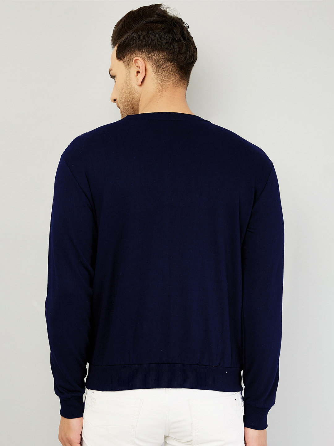 

GESPO Men Navy Blue Fleece Sweatshirt