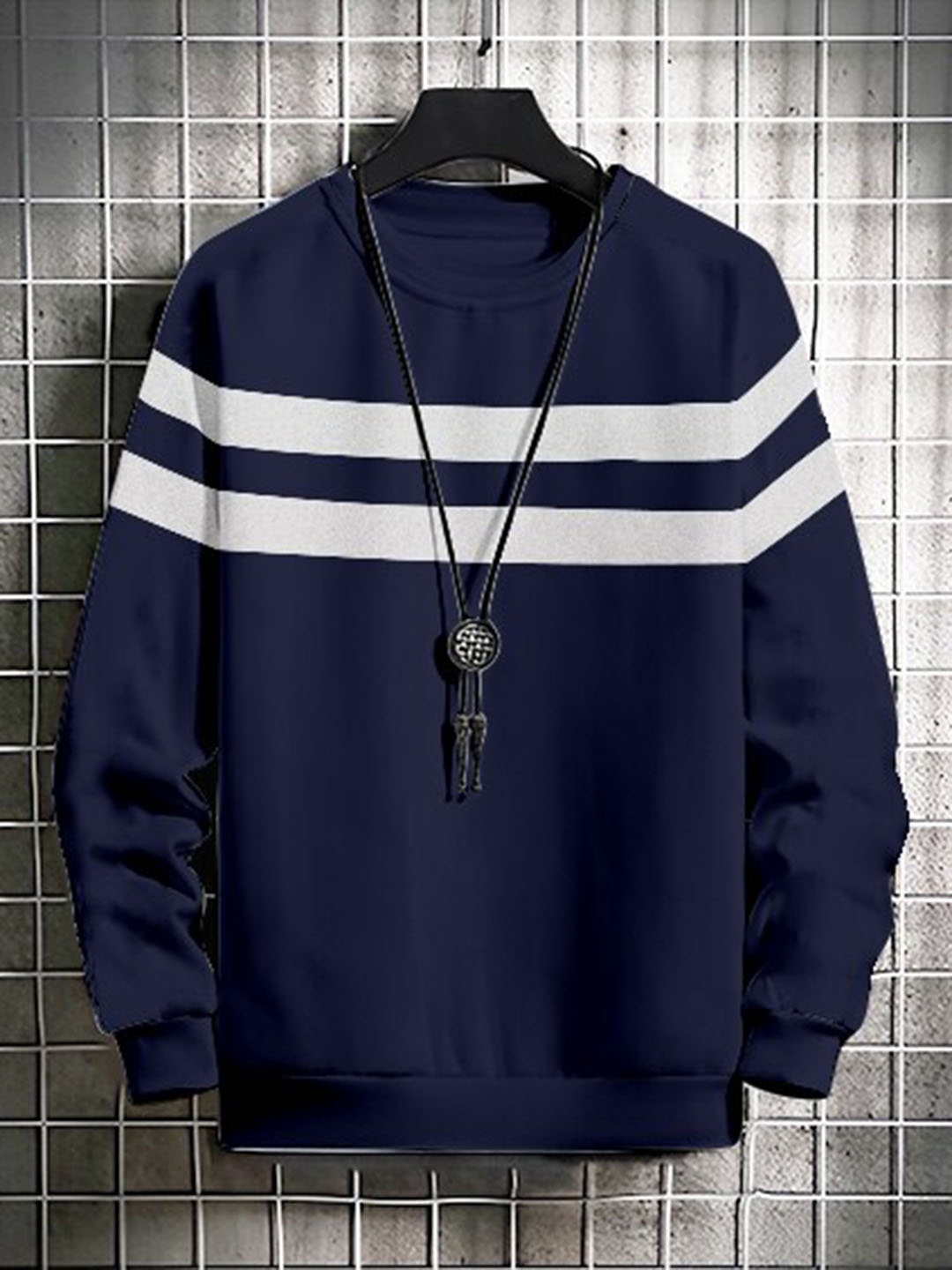 

GESPO Men Blue Checked Sweatshirt