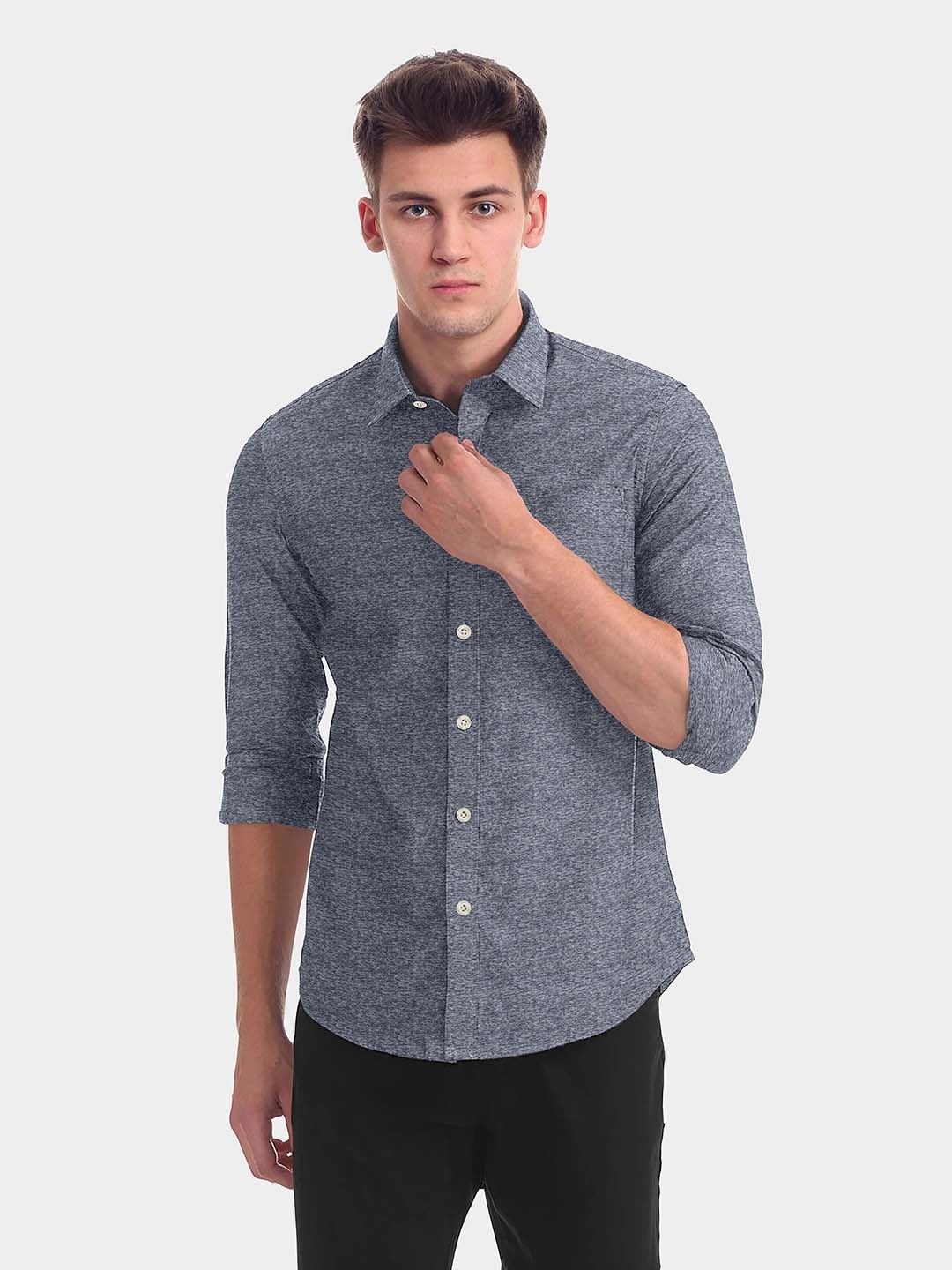 

FRENCH CROWN Men Grey Standard Printed Pure Cotton Formal Shirt