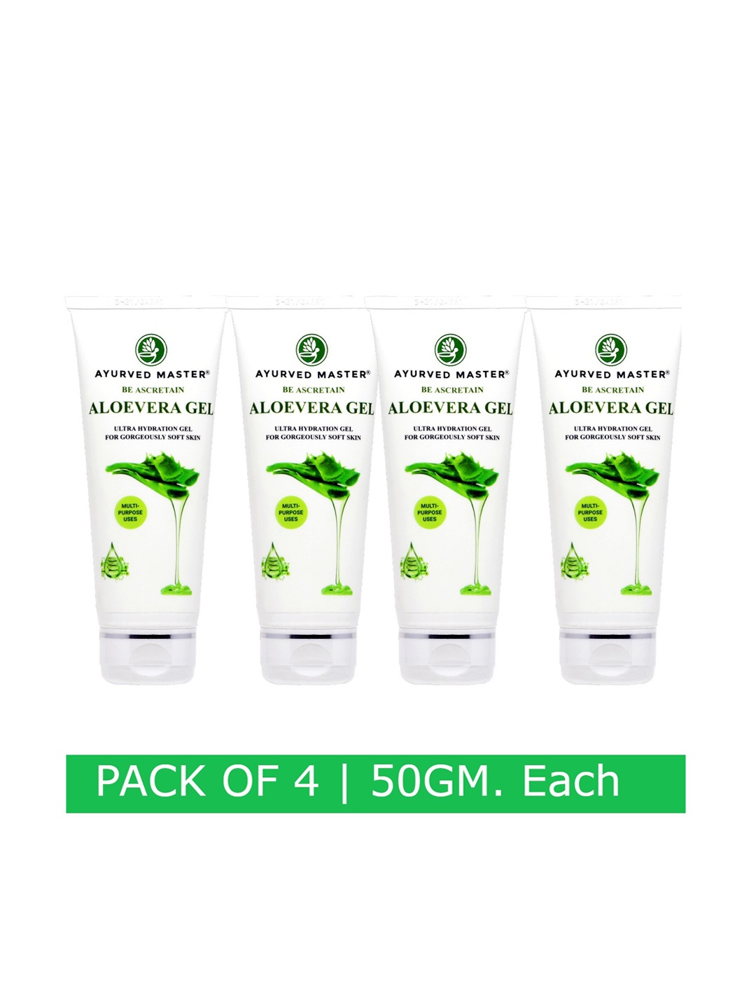 

AYURVED MASTER Set of 4 Ultra Hydrating Aloe Vera Gel 50 g Each, White