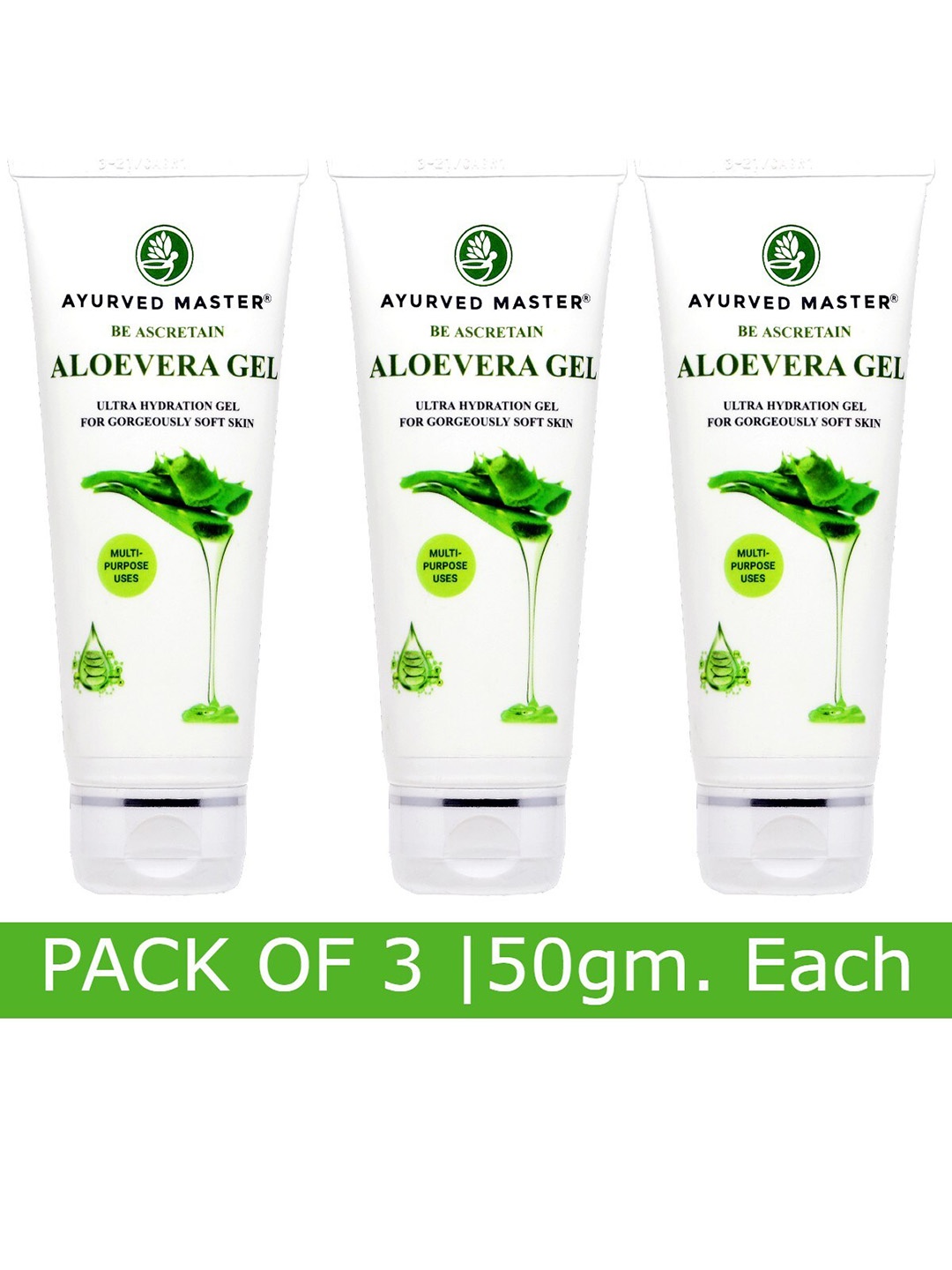 

AYURVED MASTER Set of 3 Ultra Hydrating Aloe Vera Gel 50 g Each, White