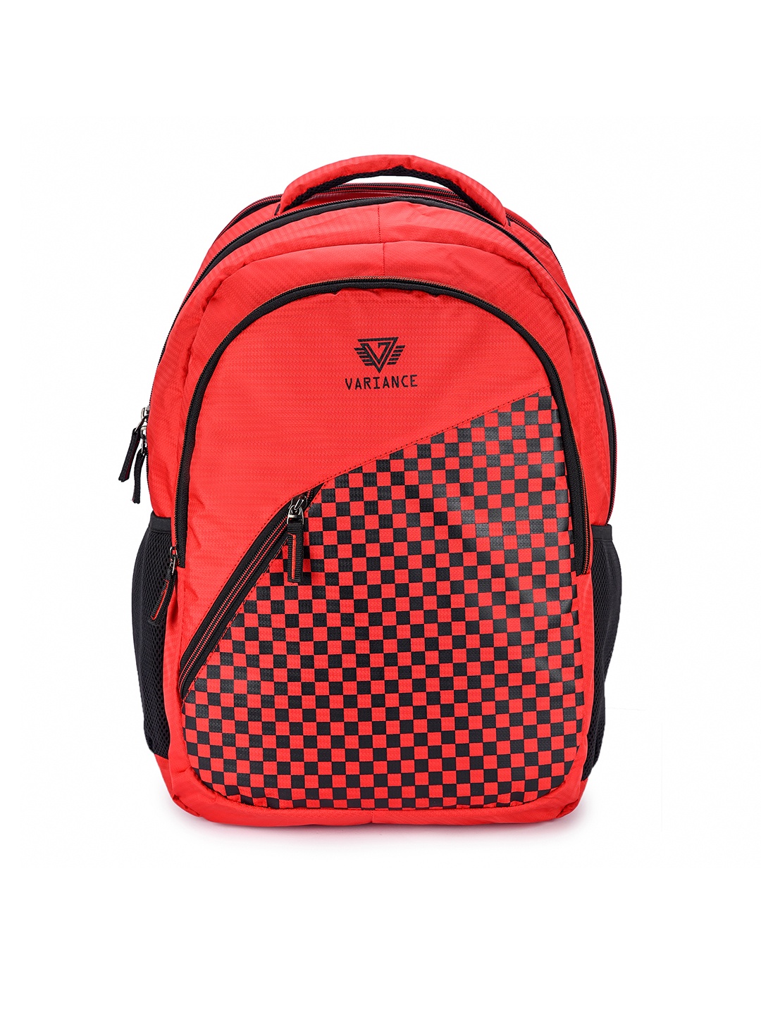 

K London Unisex Red Geometric Laptop Backpack