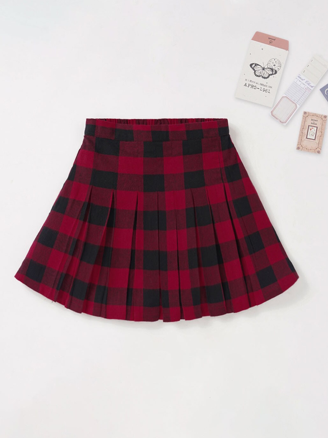 

edheads Girls Red & Black Checked A-Line Skirt