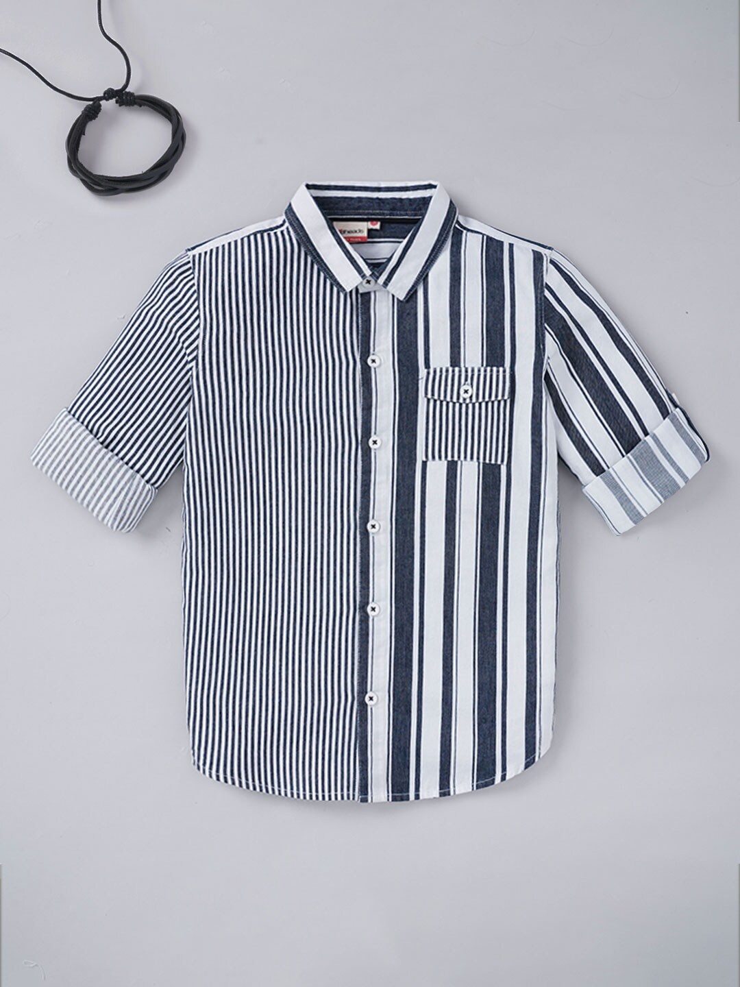 

edheads Boys Blue Striped Cotton Casual Shirt