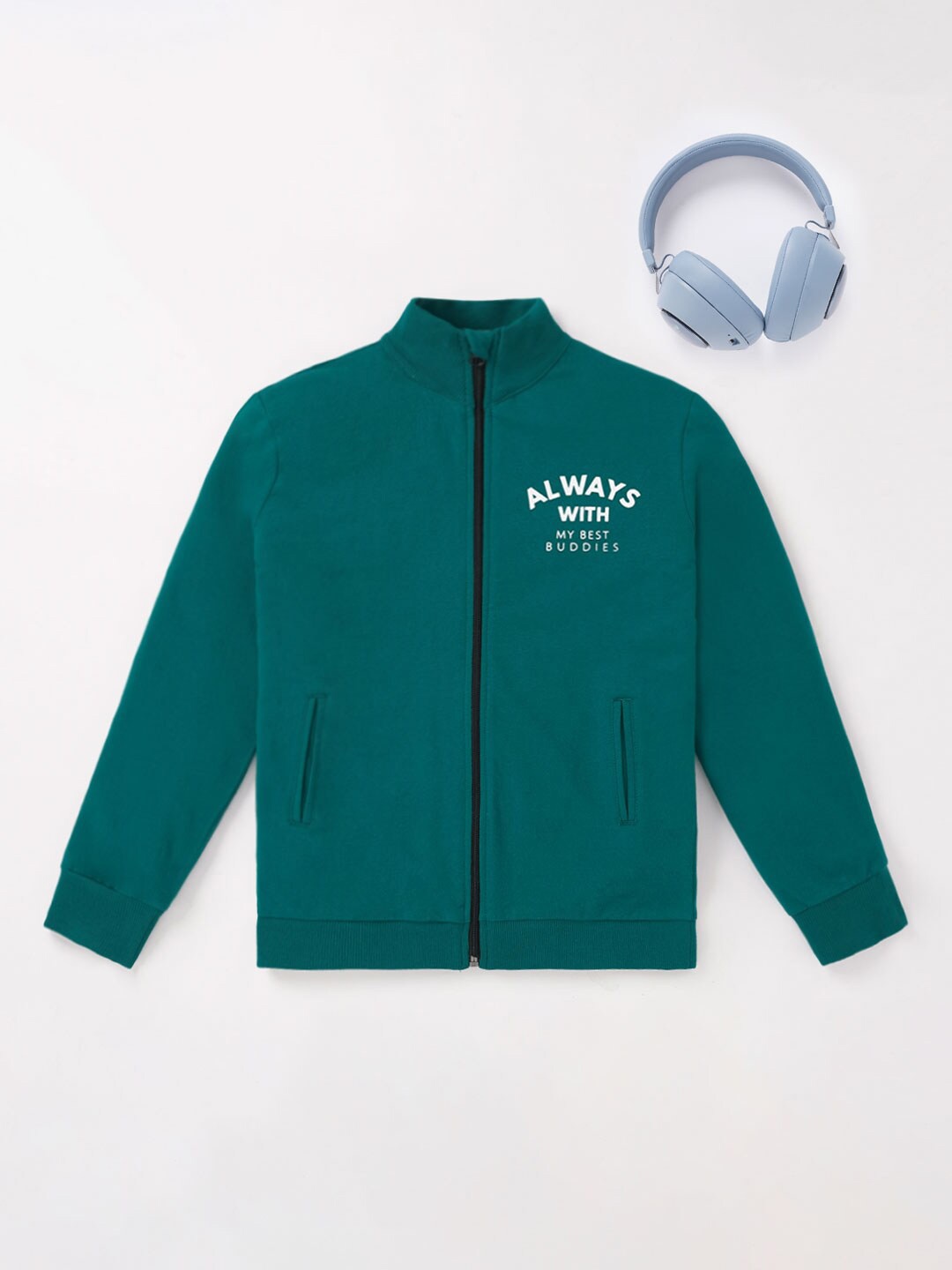 

edheads Boys Green Cotton White Lightweight Bomber Jacket
