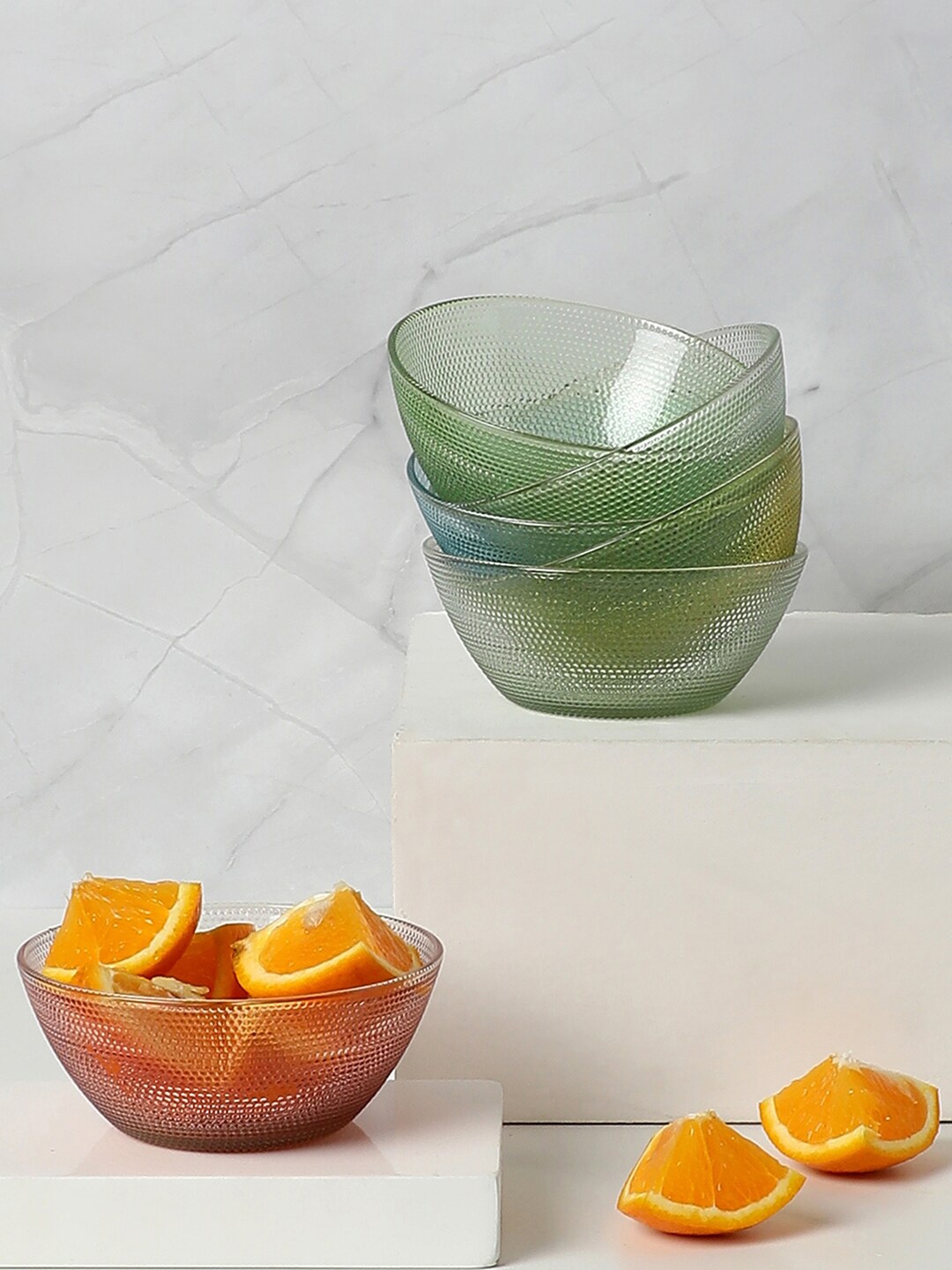 

Bonhomie Set of 6 Transparent Stained Microwave Glass Serving Bowl