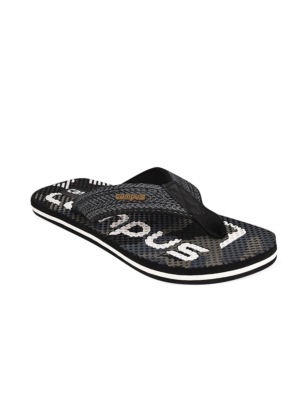 

Campus Men Black & White Printed Thong Flip-Flops