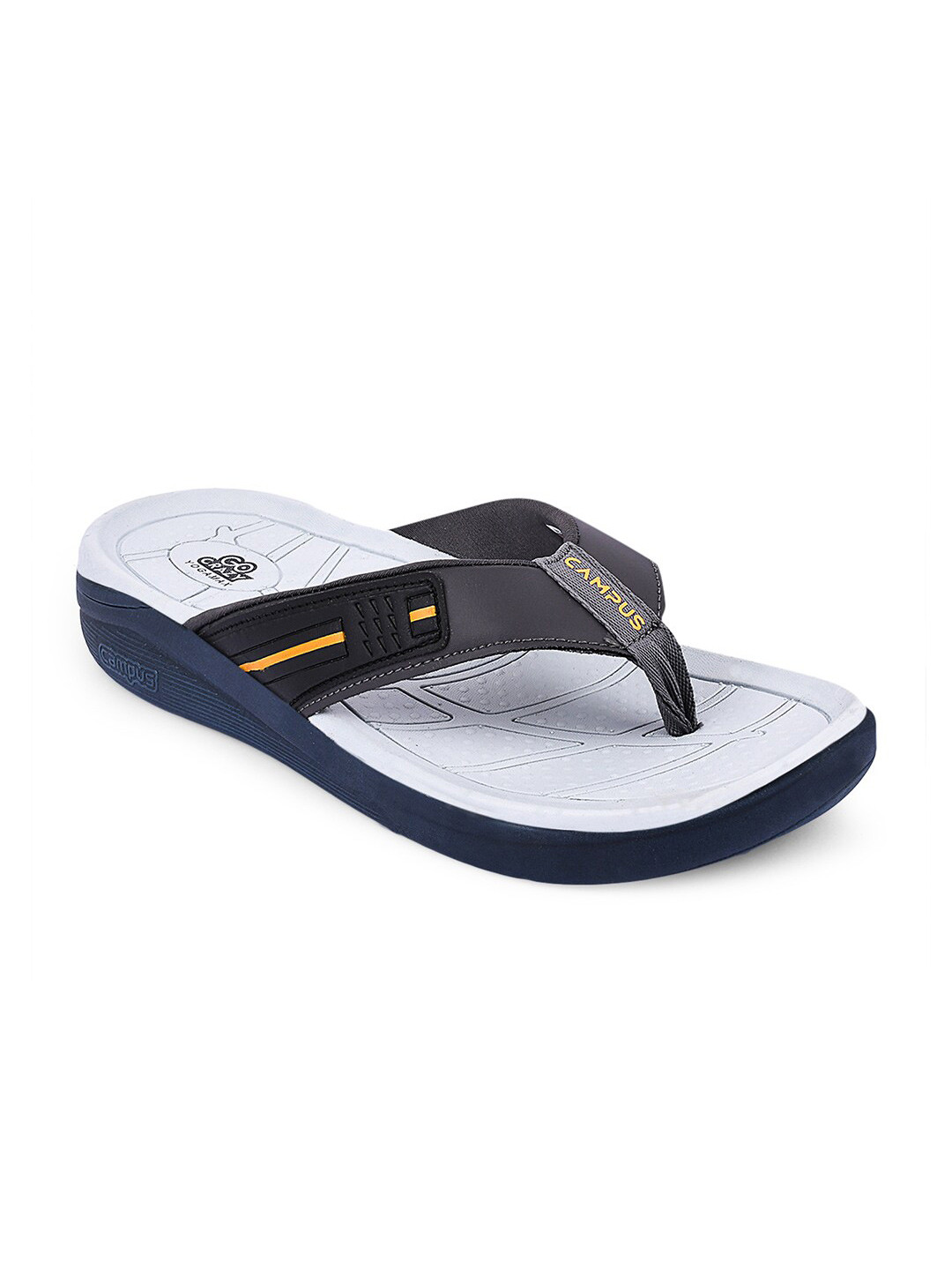 

Campus Men Grey & Black Printed Thong Flip-Flops