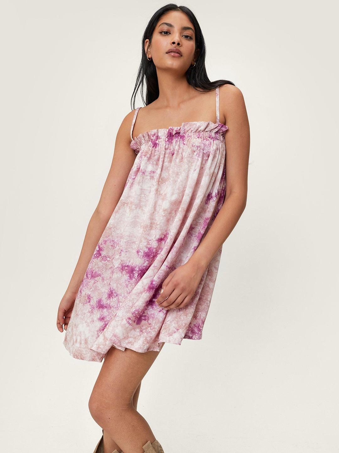 

NASTY GAL Purple & Pink A-Line Mini Dress