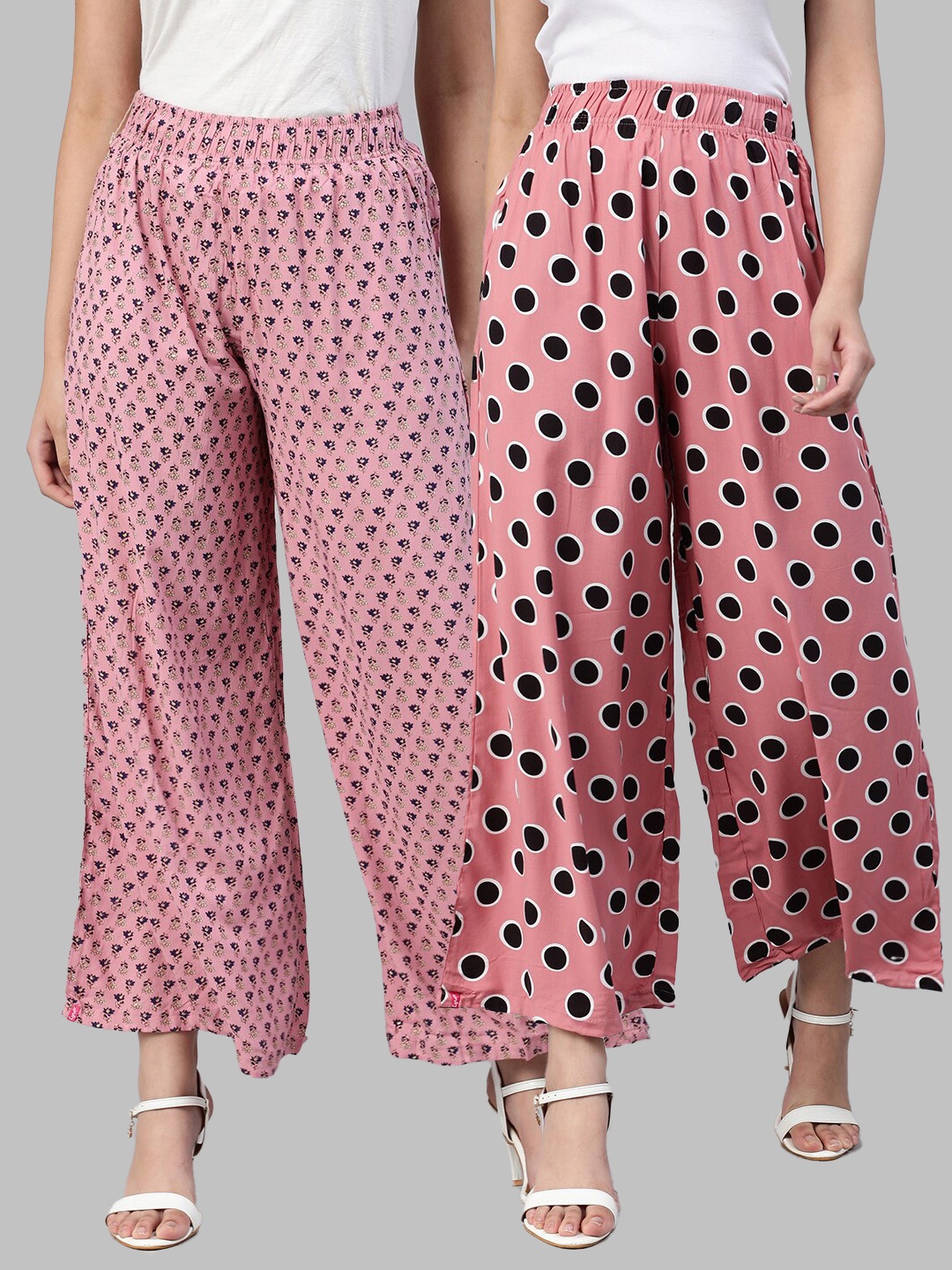 

LYRA Assorted Pack of 2 Printed Flared Knitted Ethnic Palazzos
