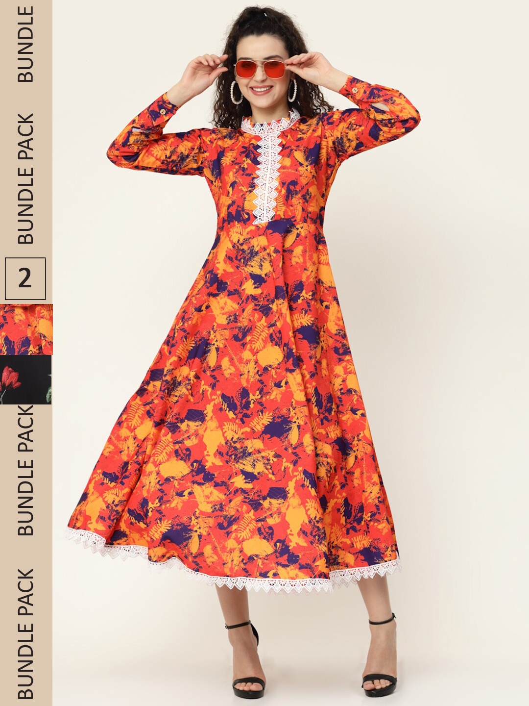 

MISS AYSE Red & Black Pack of 2 Floral Maxi Dress