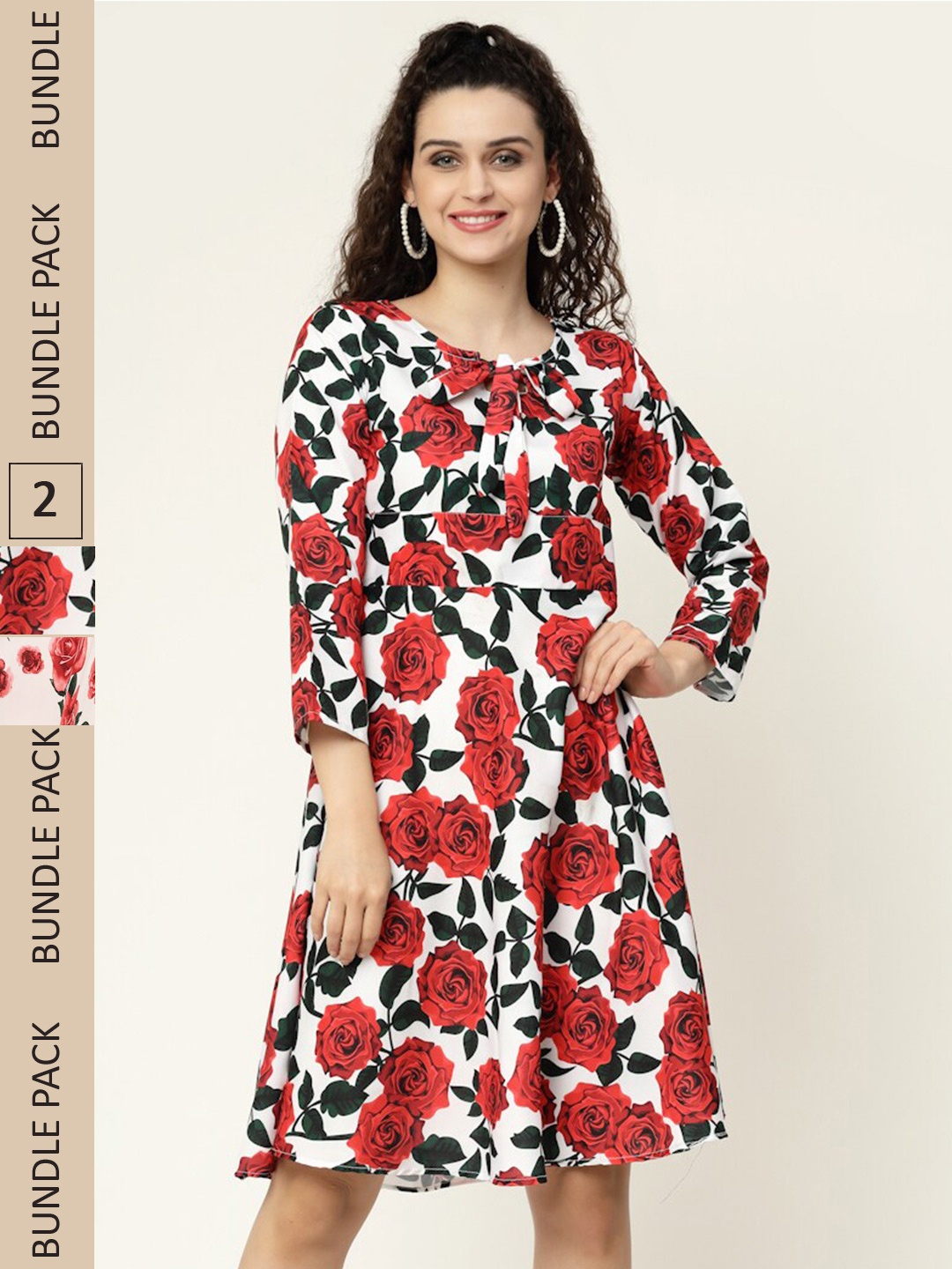 

MISS AYSE White & Off White Pack of 2 Floral Dress
