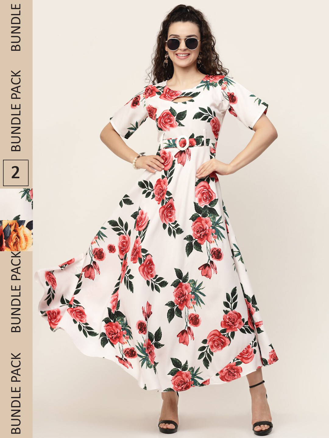 

MISS AYSE White & Red Pack of 2 Floral Maxi Dress