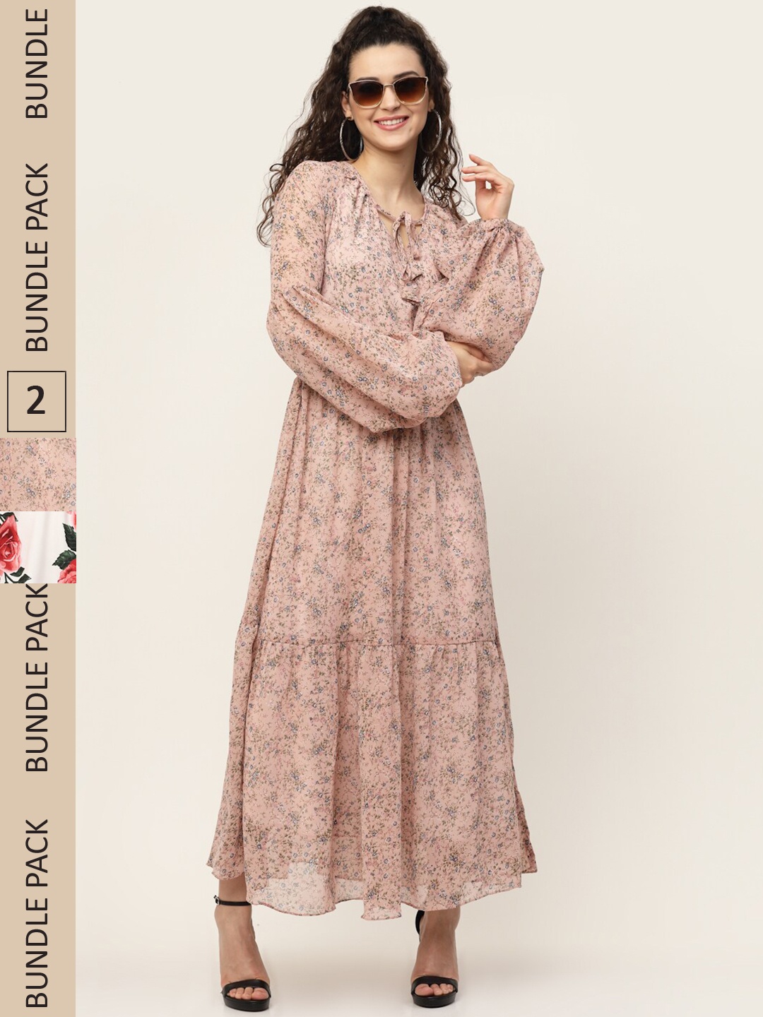 

MISS AYSE Pink & White Pack of 2 Floral Printed Maxi Dress