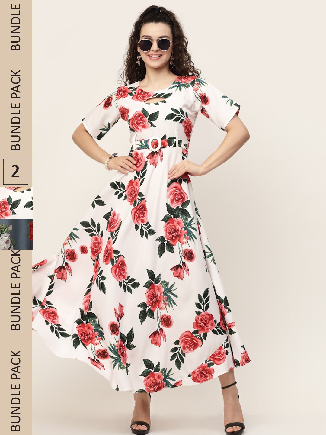 

MISS AYSE Pack of 2 Floral Maxi Maxi Dress, White
