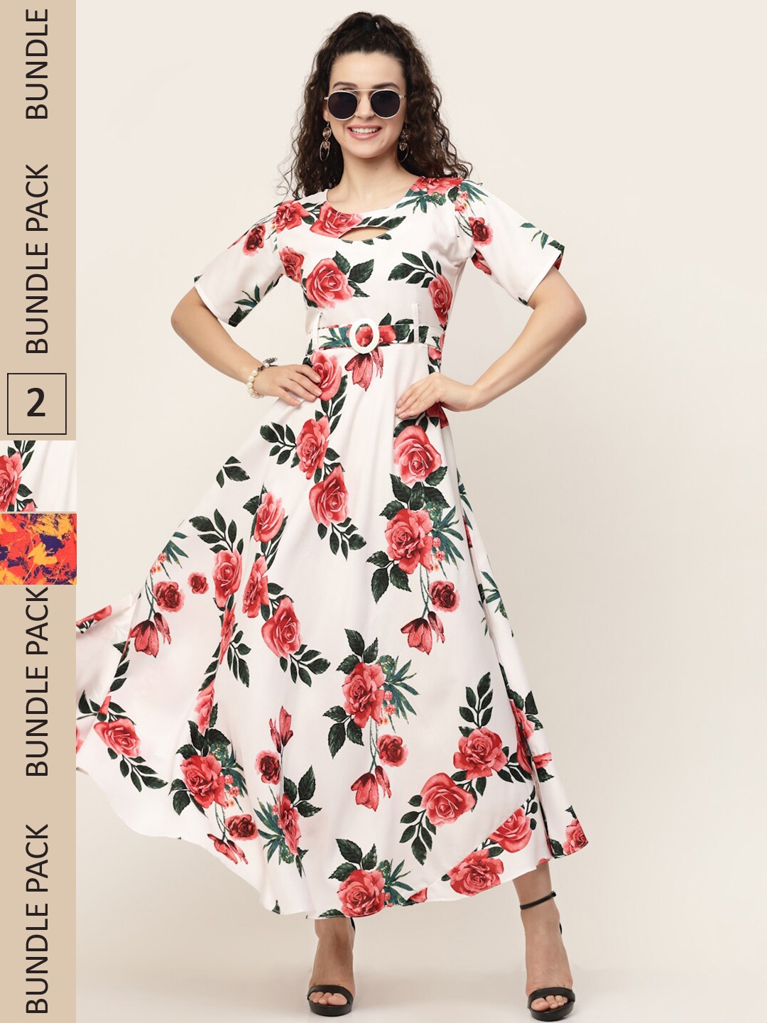 

MISS AYSE Pack of 2 Floral Maxi Maxi Dress, White
