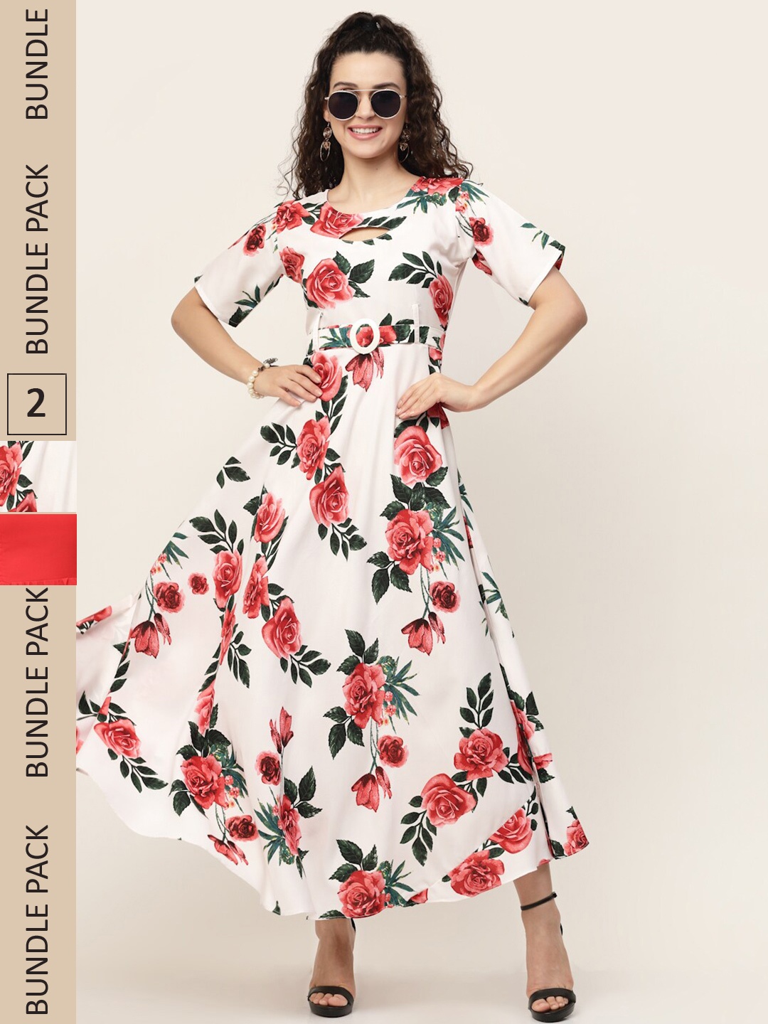 

MISS AYSE Pack of 2 Floral Maxi Maxi Dress, White