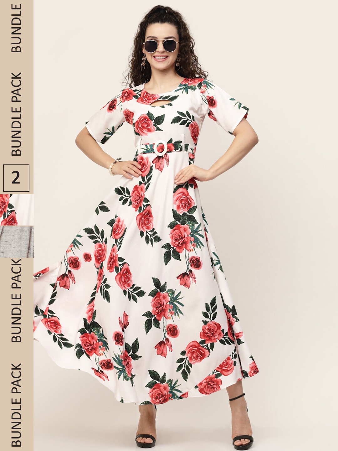 

MISS AYSE Pack of 2Floral Maxi Dress, White