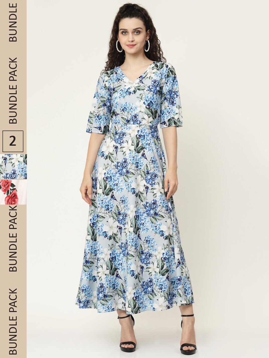 

MISS AYSE Pack of 2 Floral Maxi Dress, Blue