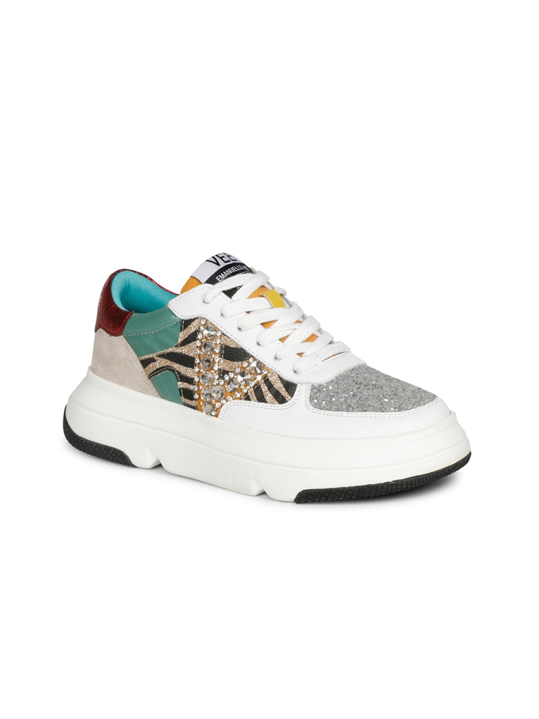 

Saint G Women White Printed Leather Sneakers