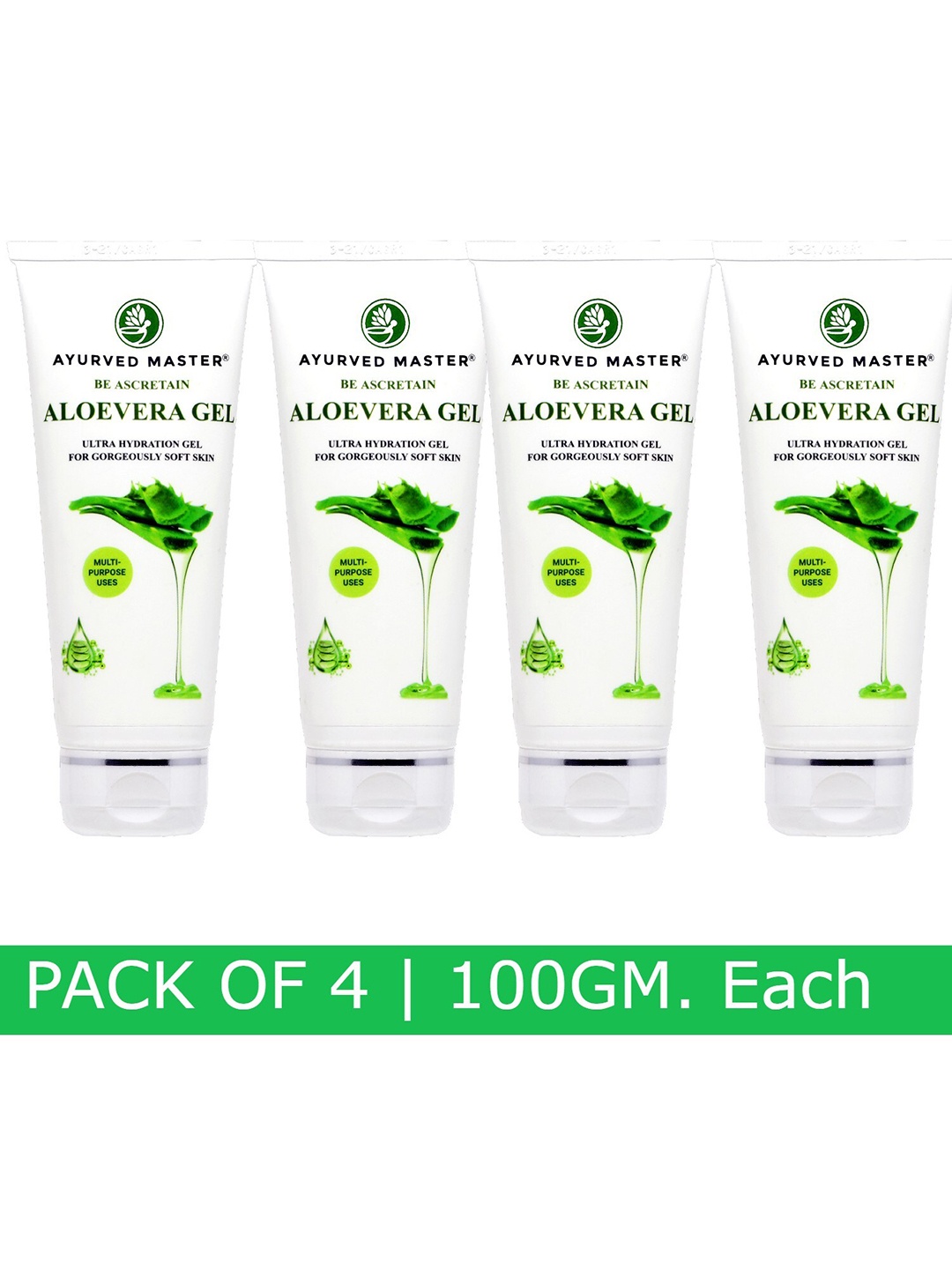 

AYURVED MASTER Set of 4 Ultra Hydrating Aloe Vera Gel 100 g Each, White