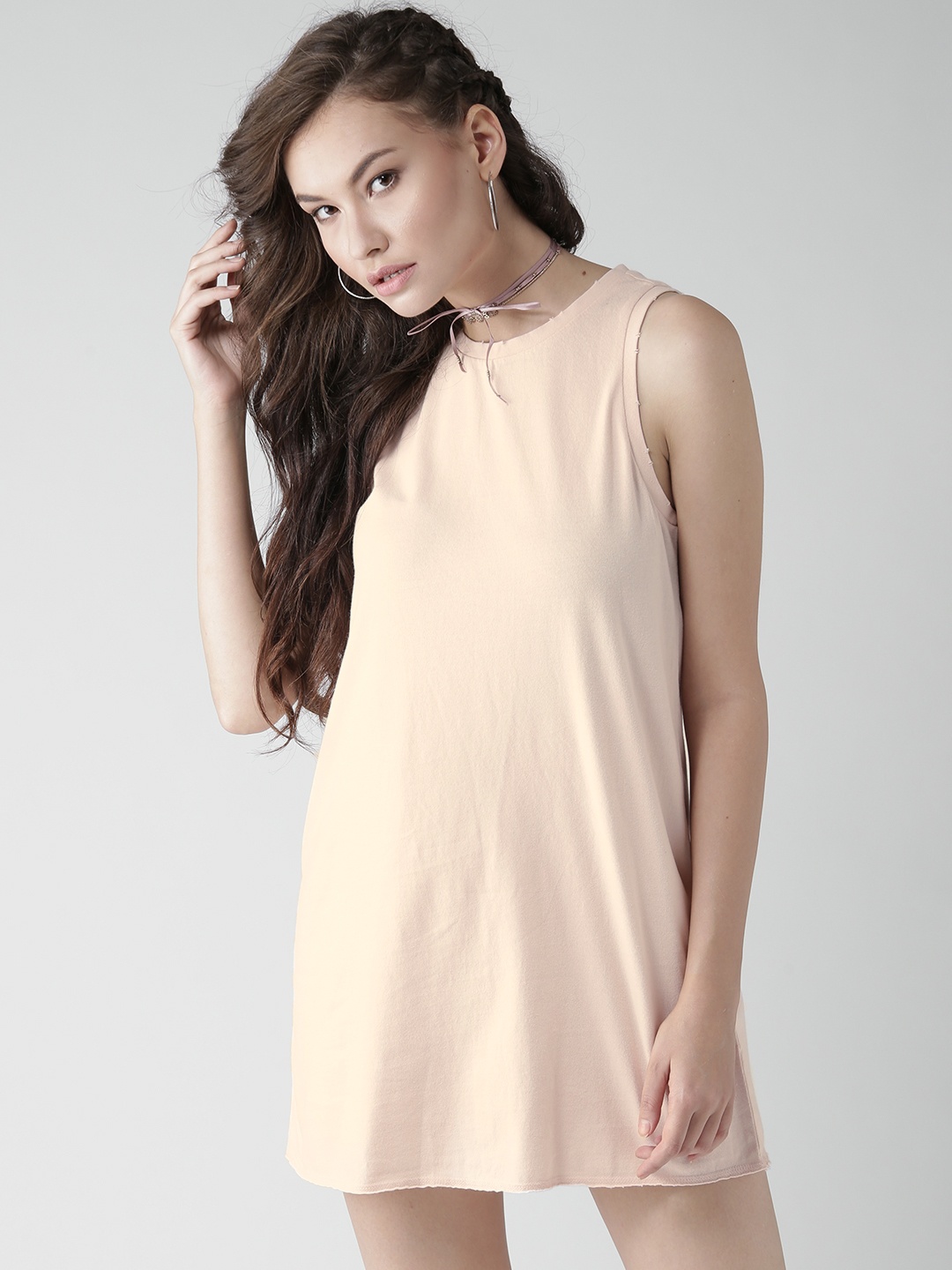 

FOREVER 21 Women Peach-Coloured Solid A-Line Dress
