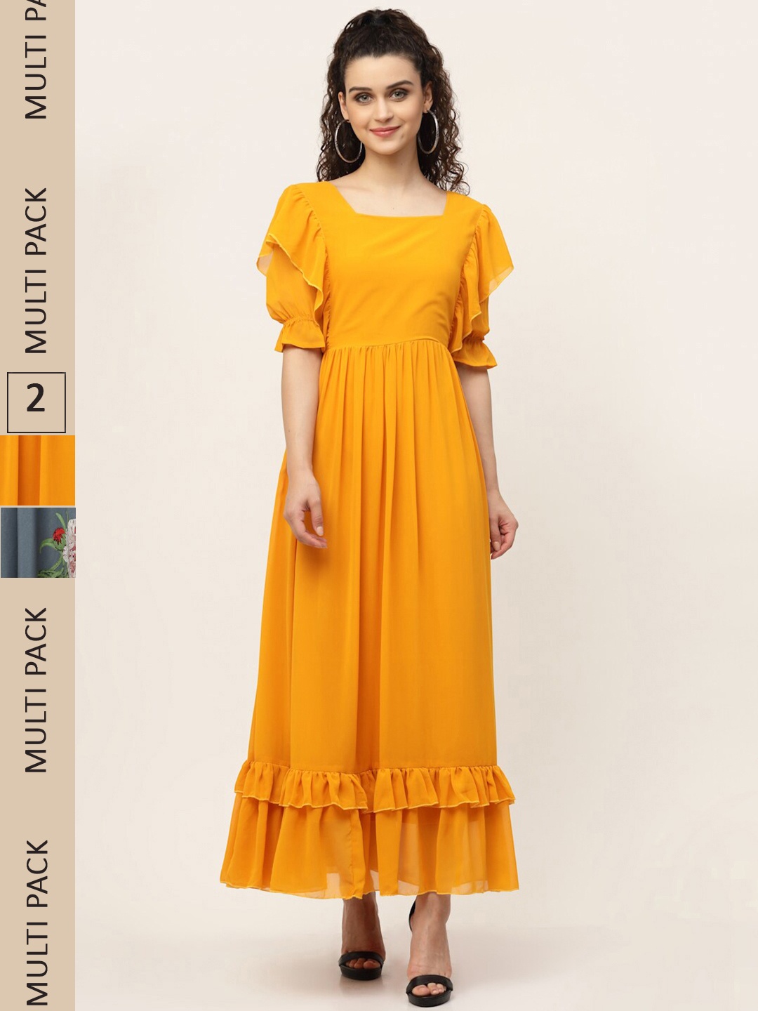 

MISS AYSE Yellow & Grey Pack Of 2 Maxi Dress