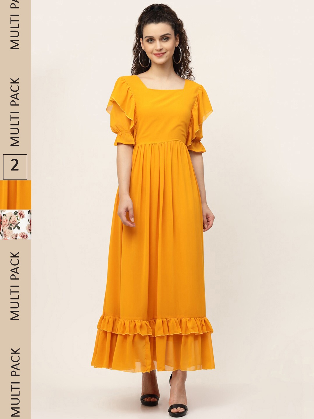 

MISS AYSE Yellow & White Pack Of 2 Maxi Dress