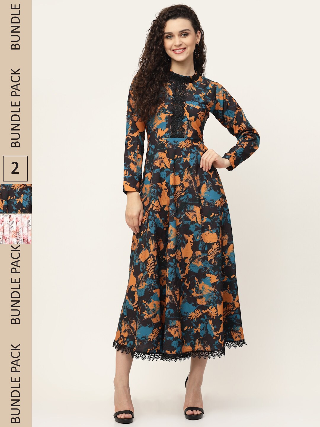 

MISS AYSE Black & Pink Pack of 2 Floral Midi Dress