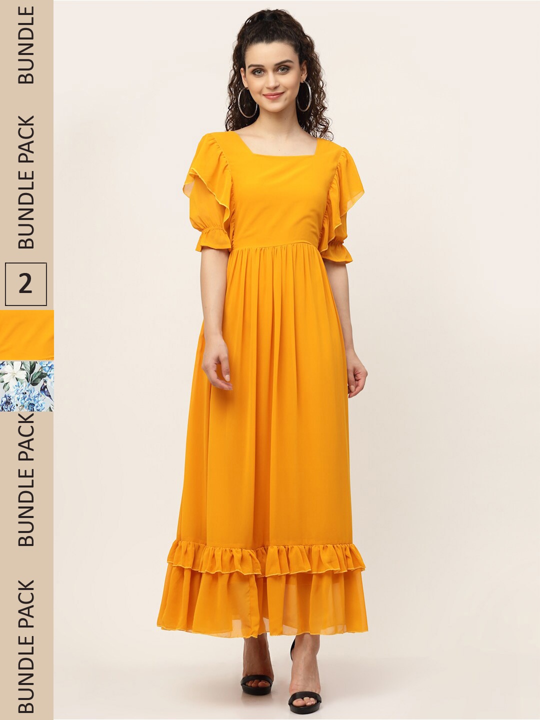 

MISS AYSE Yellow & Blue Pack of 2 Floral Printed Maxi Dress