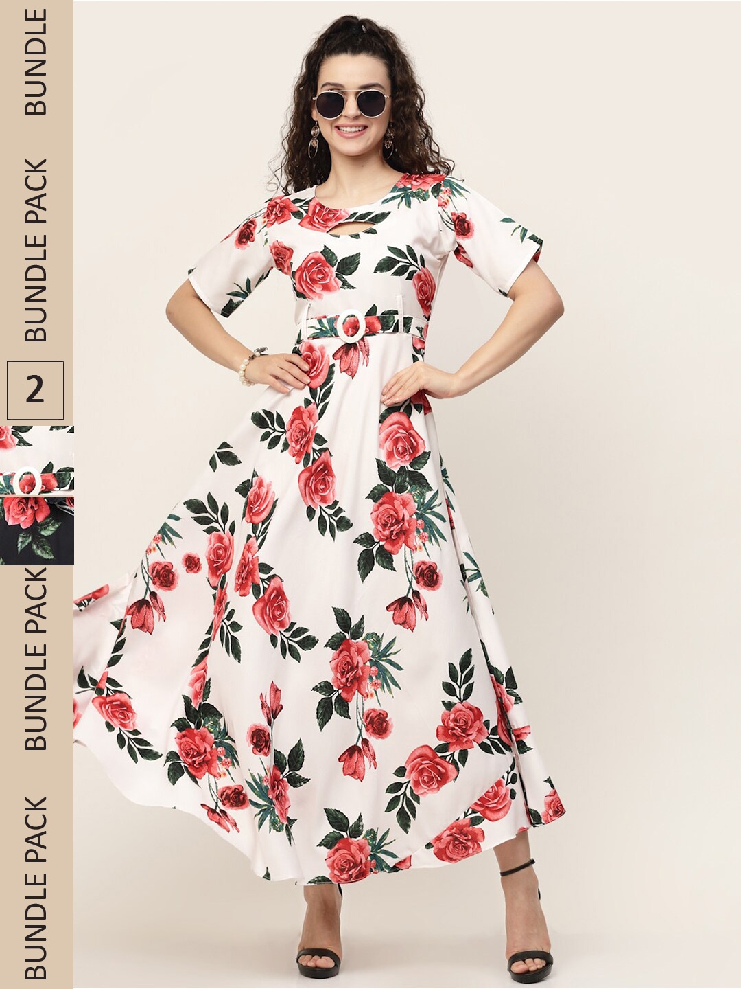 

MISS AYSE Black & Red Pack of 2 Floral Printed Maxi Dress