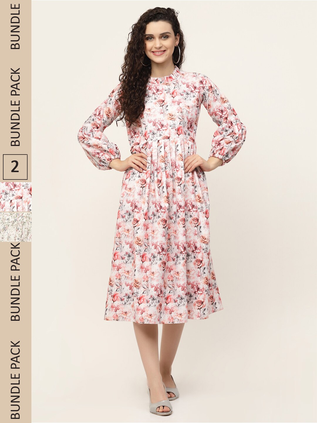 

MISS AYSE Pack of 2 Floral Midi Dress, White