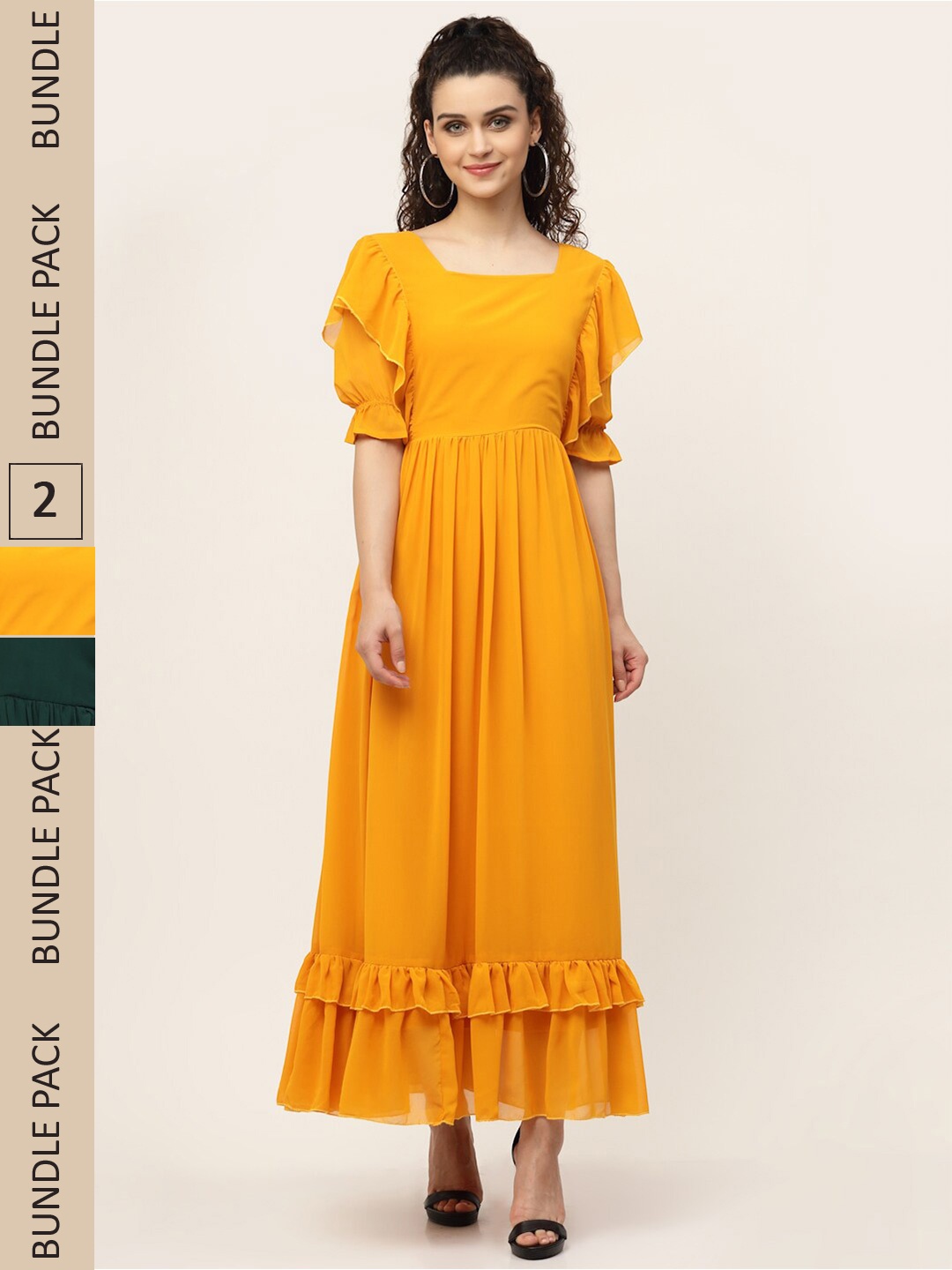 

MISS AYSE Pack of 2 Maxi Dress, Mustard