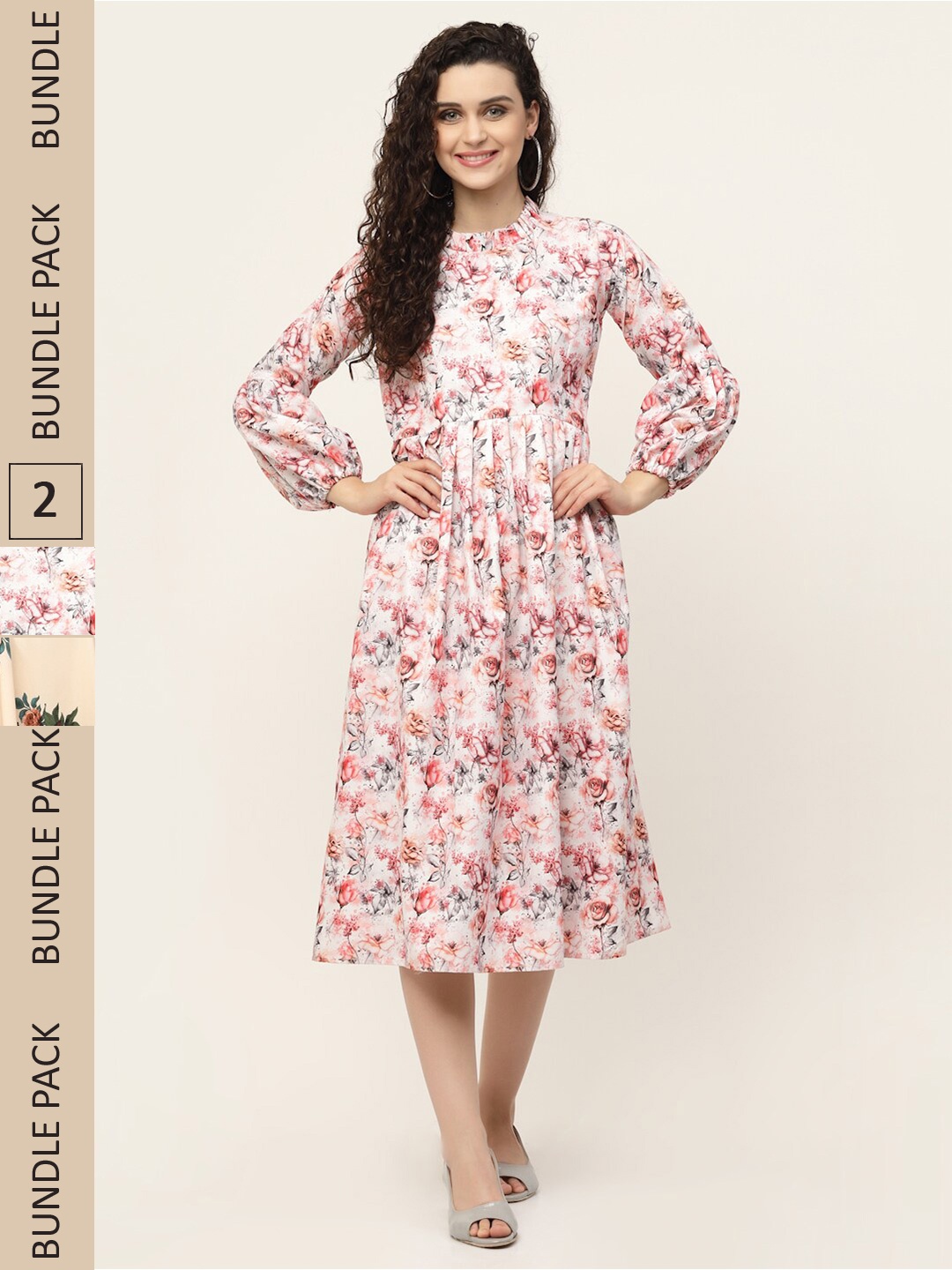 

MISS AYSE Pack of 2 Floral Midi Dress, White
