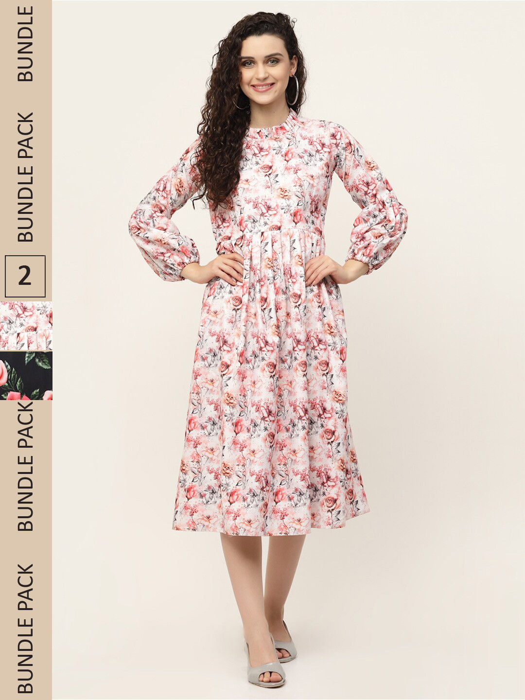 

MISS AYSE Pack of 2 Floral Midi Dress, White