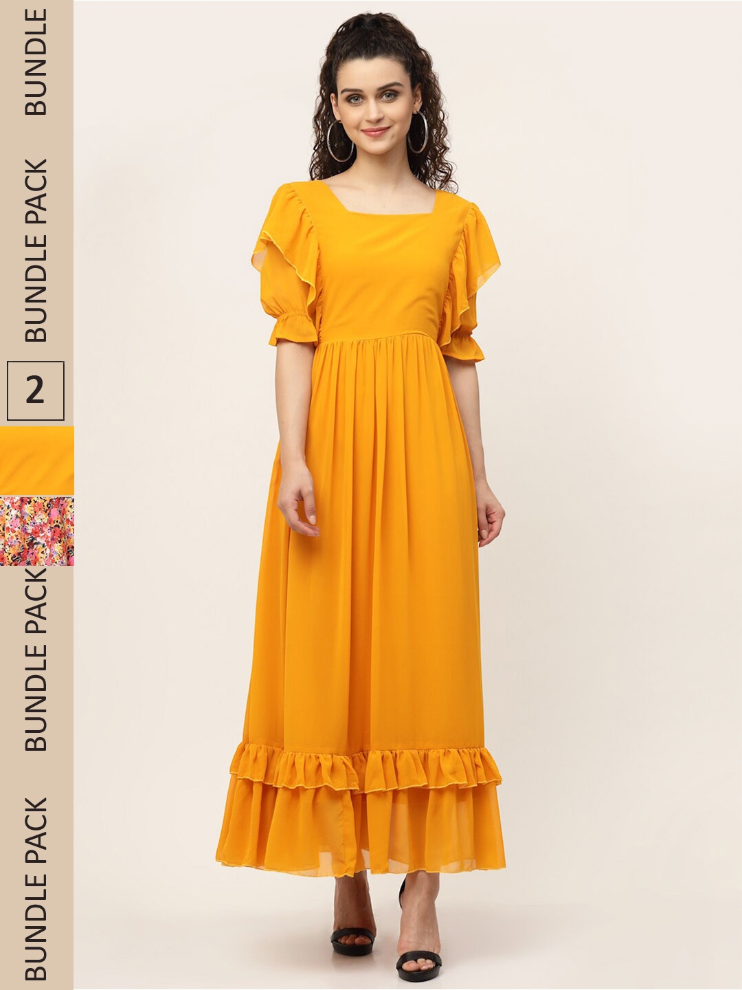 

MISS AYSE Pack of 2 Maxi Dress, Mustard