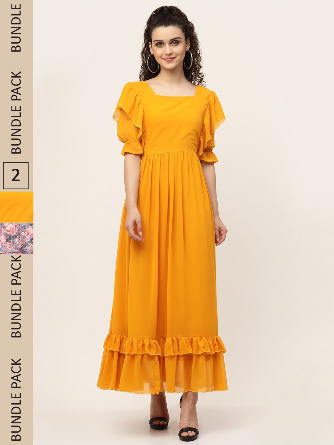 

MISS AYSE Pack of 2 Maxi Dress, Mustard