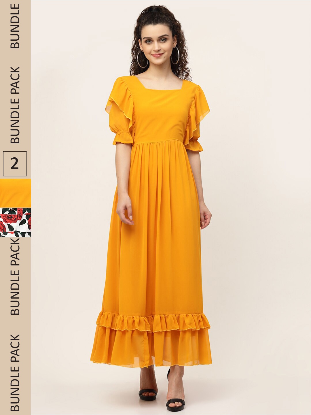 

MISS AYSE Pack of 2 Maxi Dress, Mustard