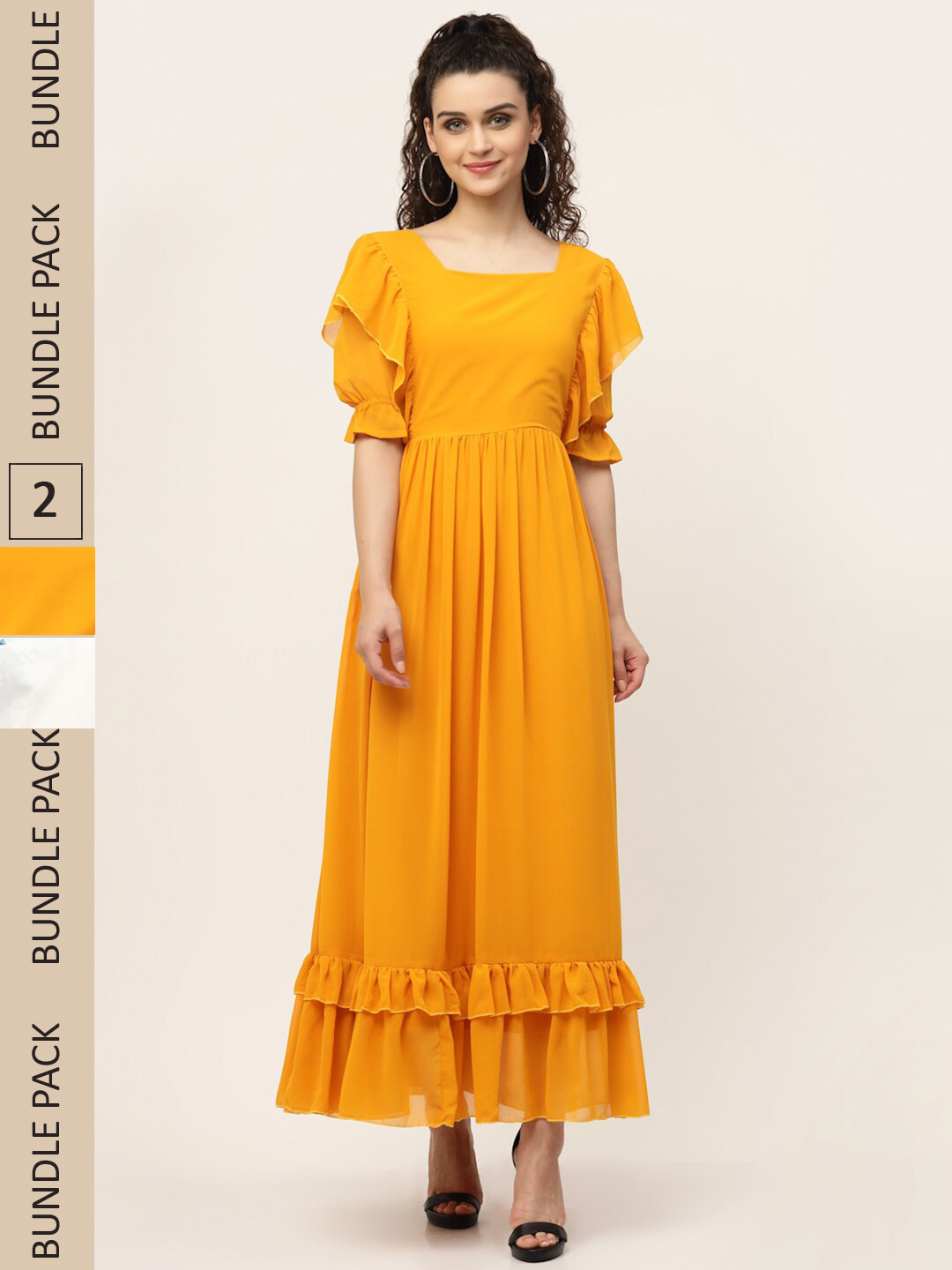 

MISS AYSE Pack of 2 Maxi Dress, Mustard