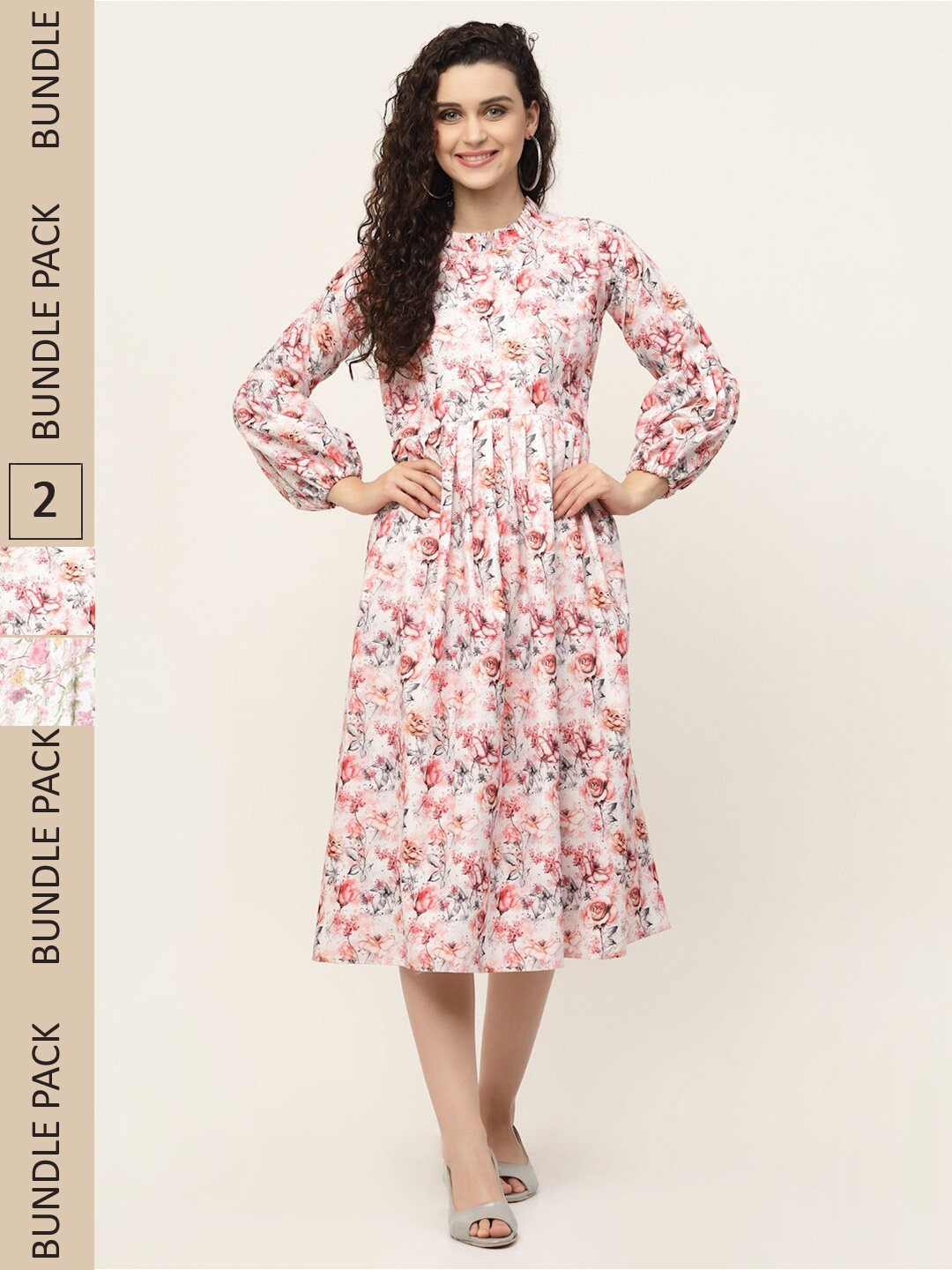 

MISS AYSE Pack of 2 Floral Midi Dress, White