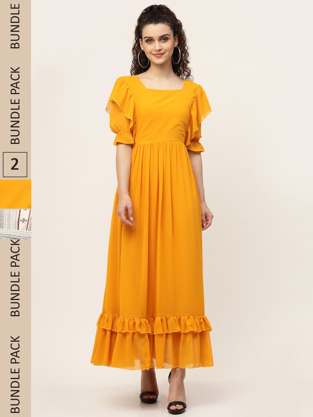 

MISS AYSE Mustard Yellow & Grey Maxi Dress Pack of 2