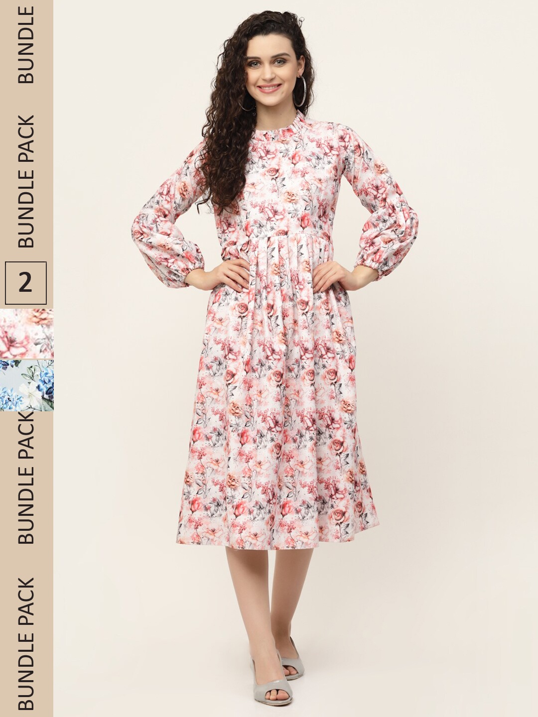 

MISS AYSE Blue & Pink Floral Midi Dress Pack of 2