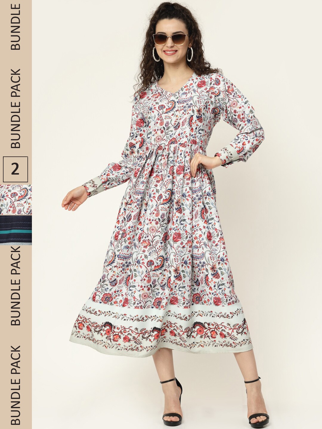 

MISS AYSE White & Black Pack of 2 Floral Midi Dress