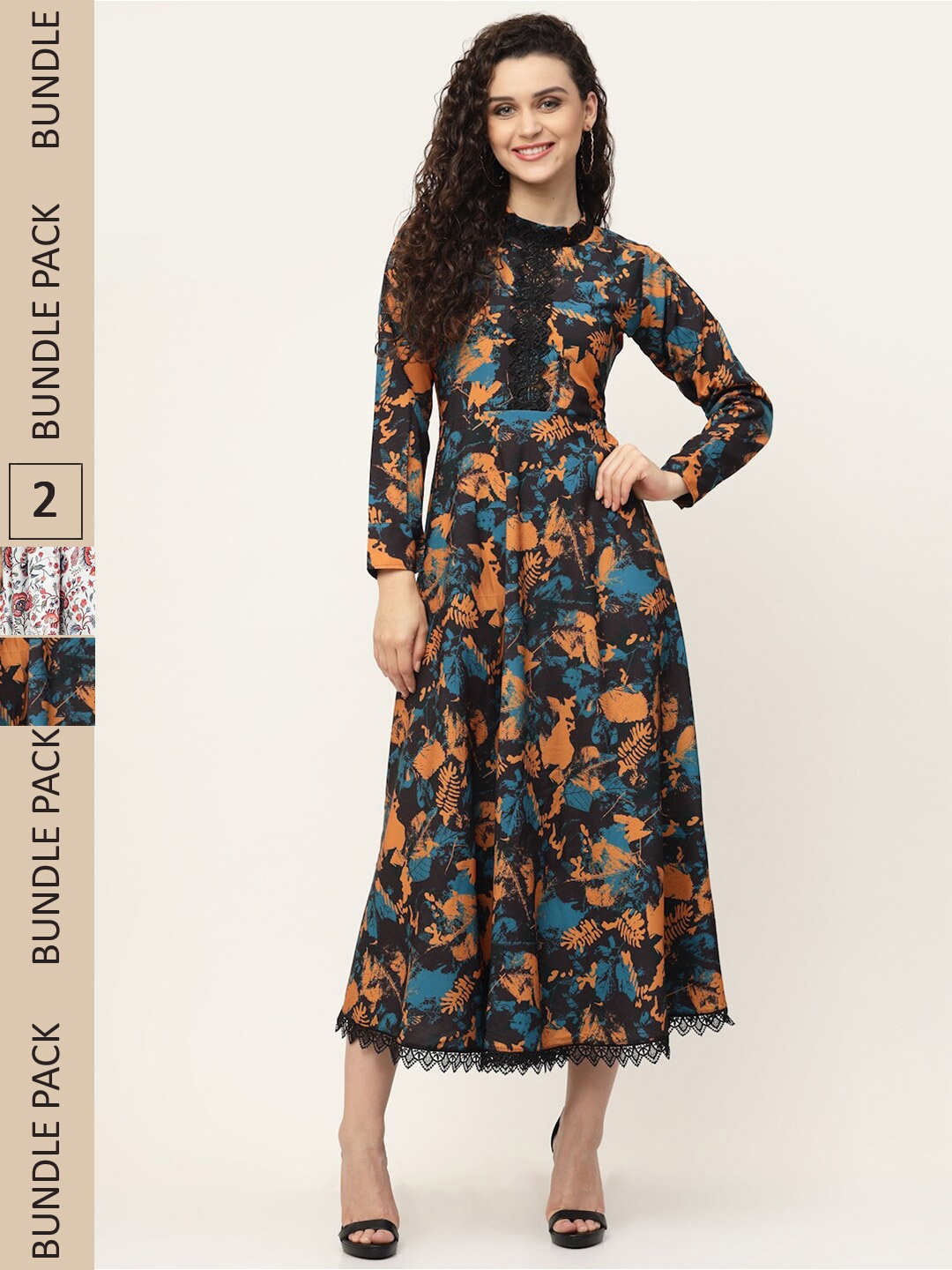 

MISS AYSE Black & White Pack of 2 Floral Midi Dress